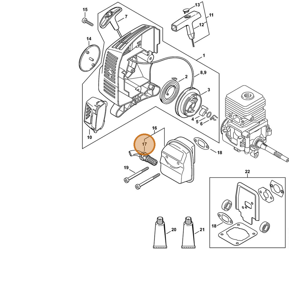 STIHL part 4140-140-6902 — IPL diagram snippet (6x zoom, amber highlight)