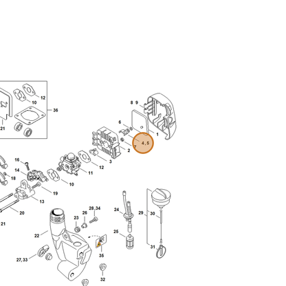 STIHL part 4140-141-3801 — IPL diagram snippet (6x zoom, amber highlight)