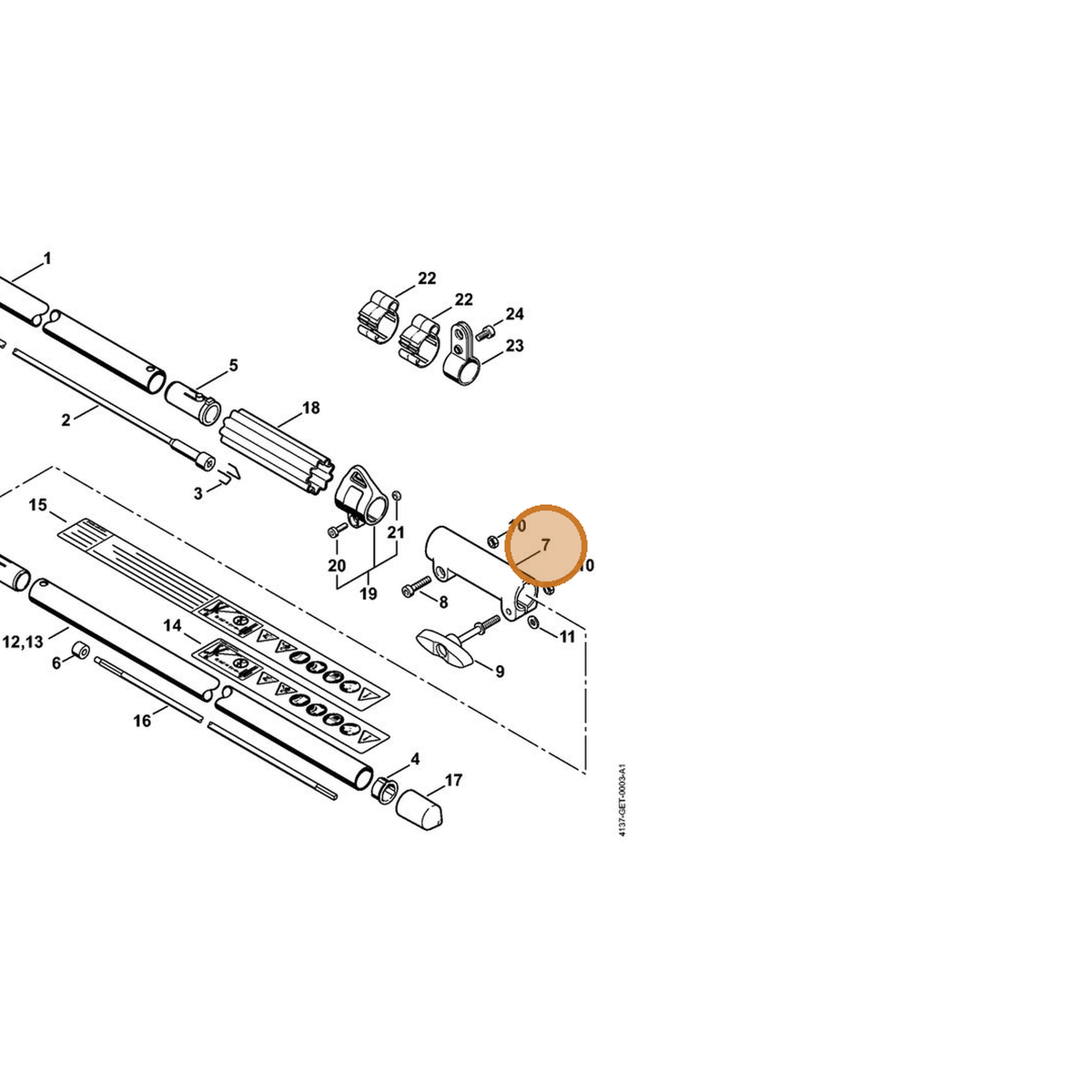 STIHL part 4140-160-0700 — IPL diagram snippet (6x zoom, amber highlight)