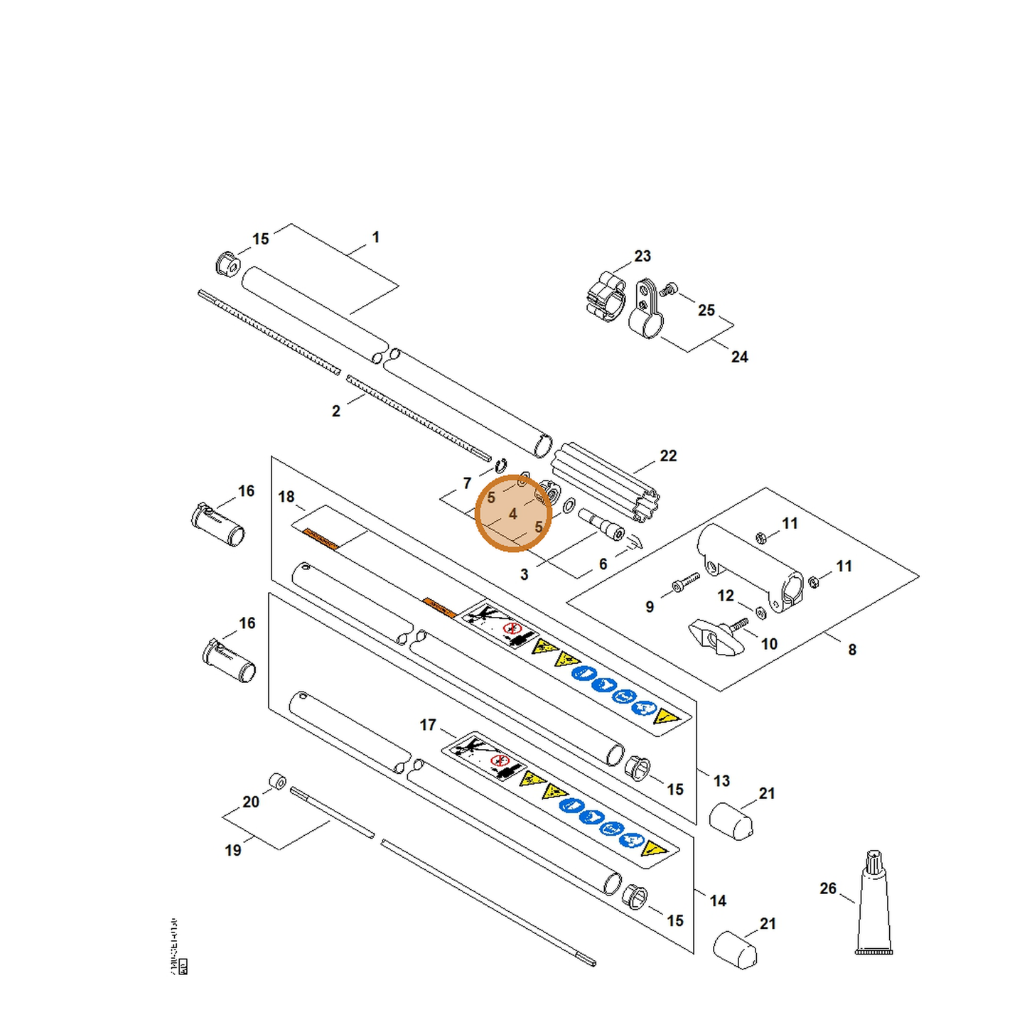 STIHL part 4140-160-5201 — IPL diagram snippet (6x zoom, amber highlight)