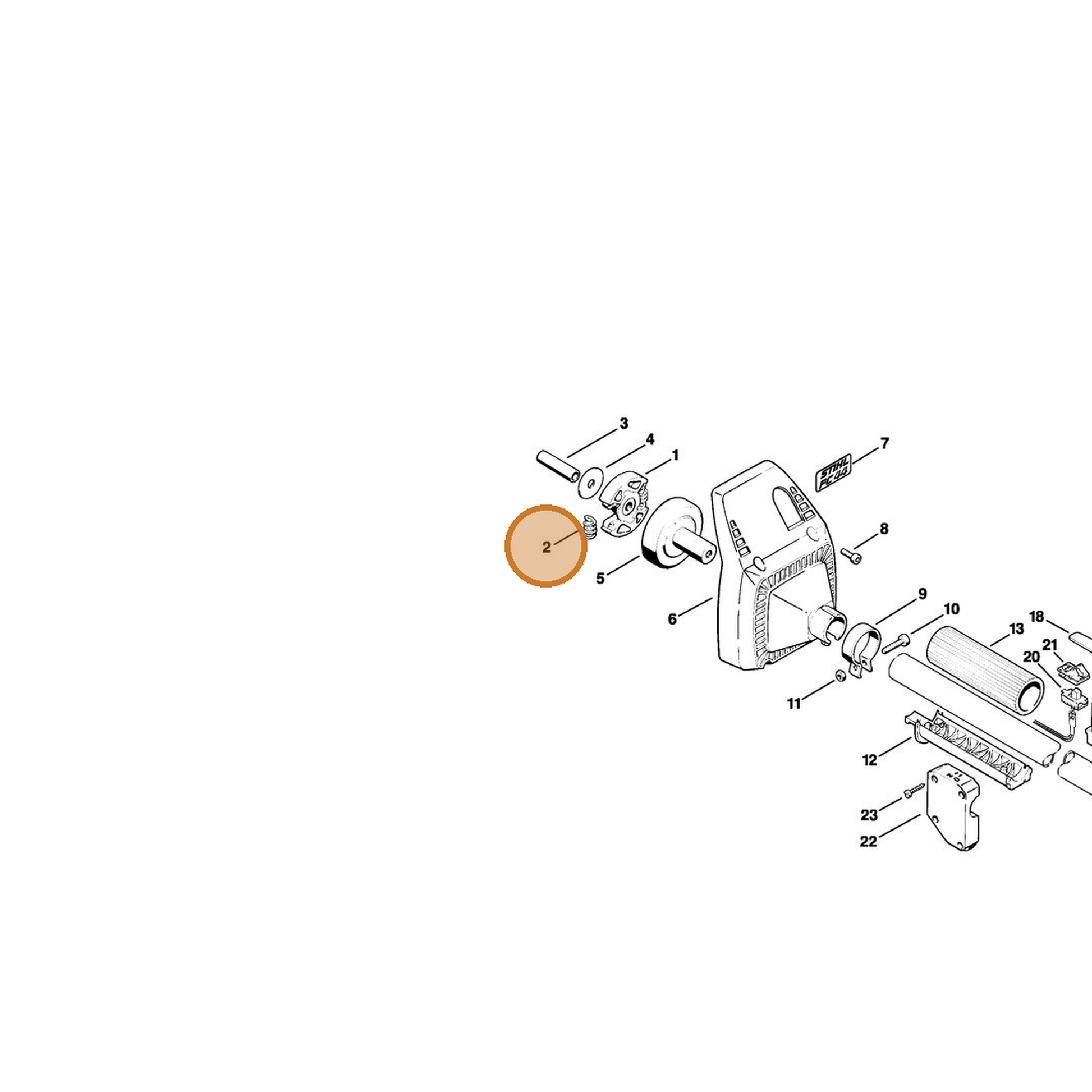 STIHL part 4140-162-7901 — IPL diagram snippet (6x zoom, amber highlight)