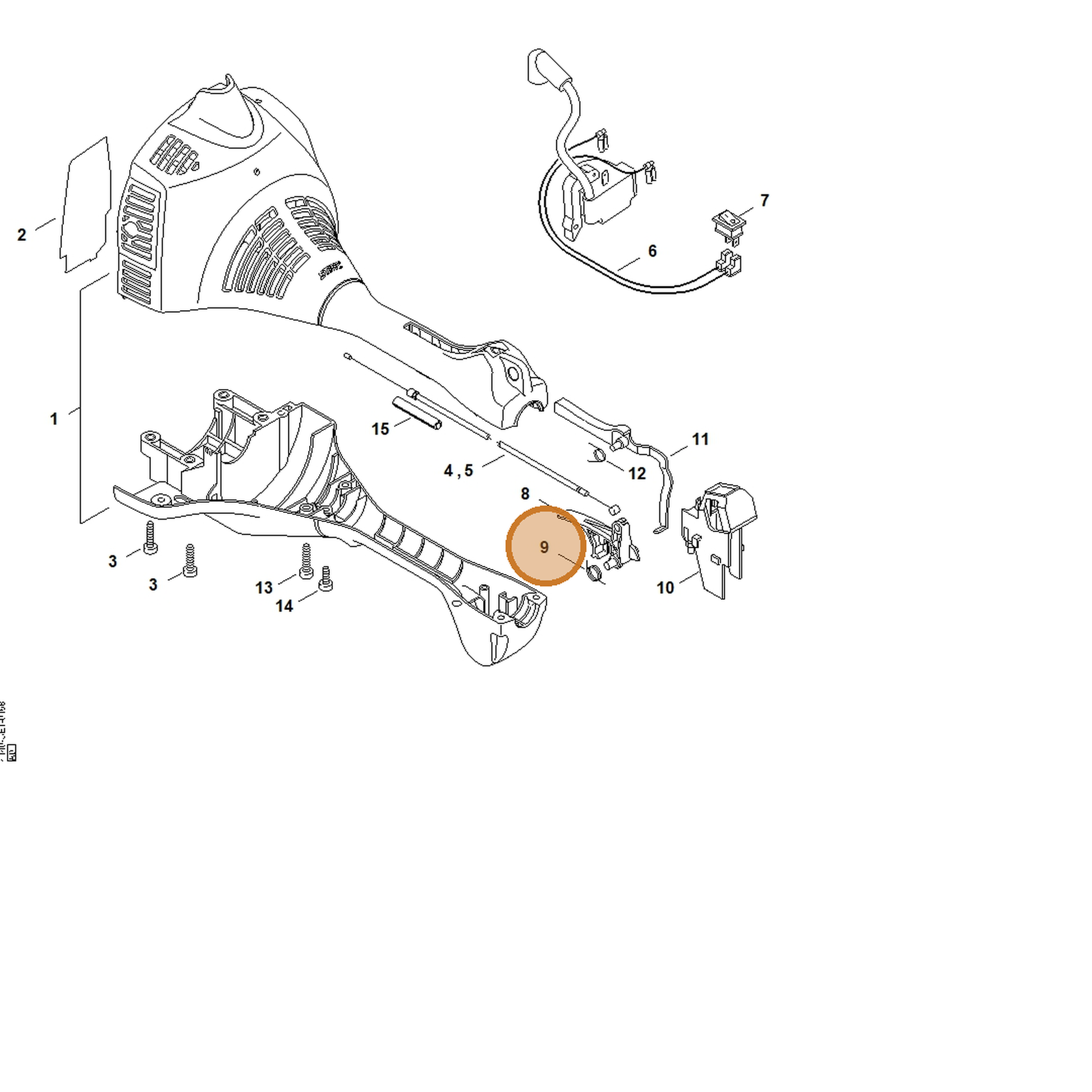 STIHL part 4140-180-1500 — IPL diagram snippet (6x zoom, amber highlight)