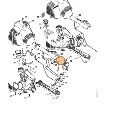 STIHL part 4140-182-0800 — IPL diagram snippet (6x zoom, amber highlight)