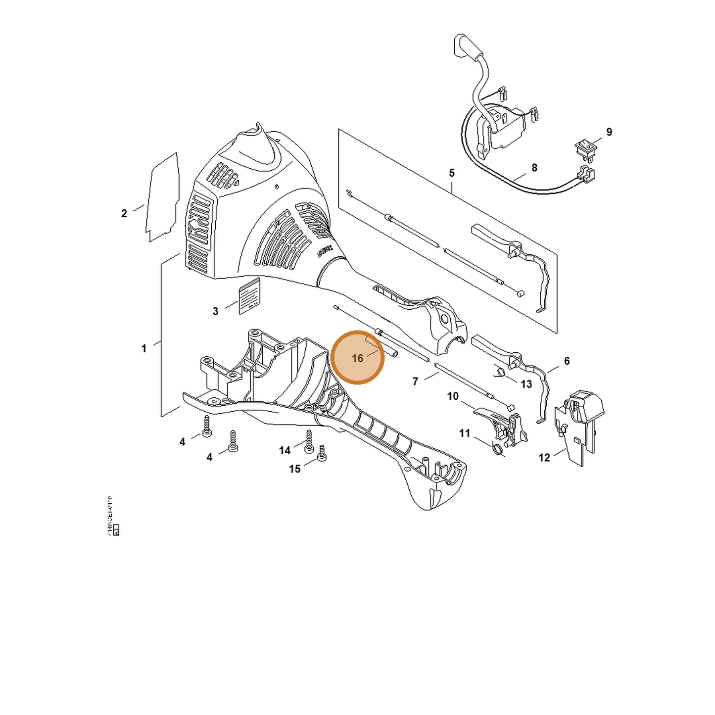STIHL part 4140-182-3300 — IPL diagram snippet (6x zoom, amber highlight)