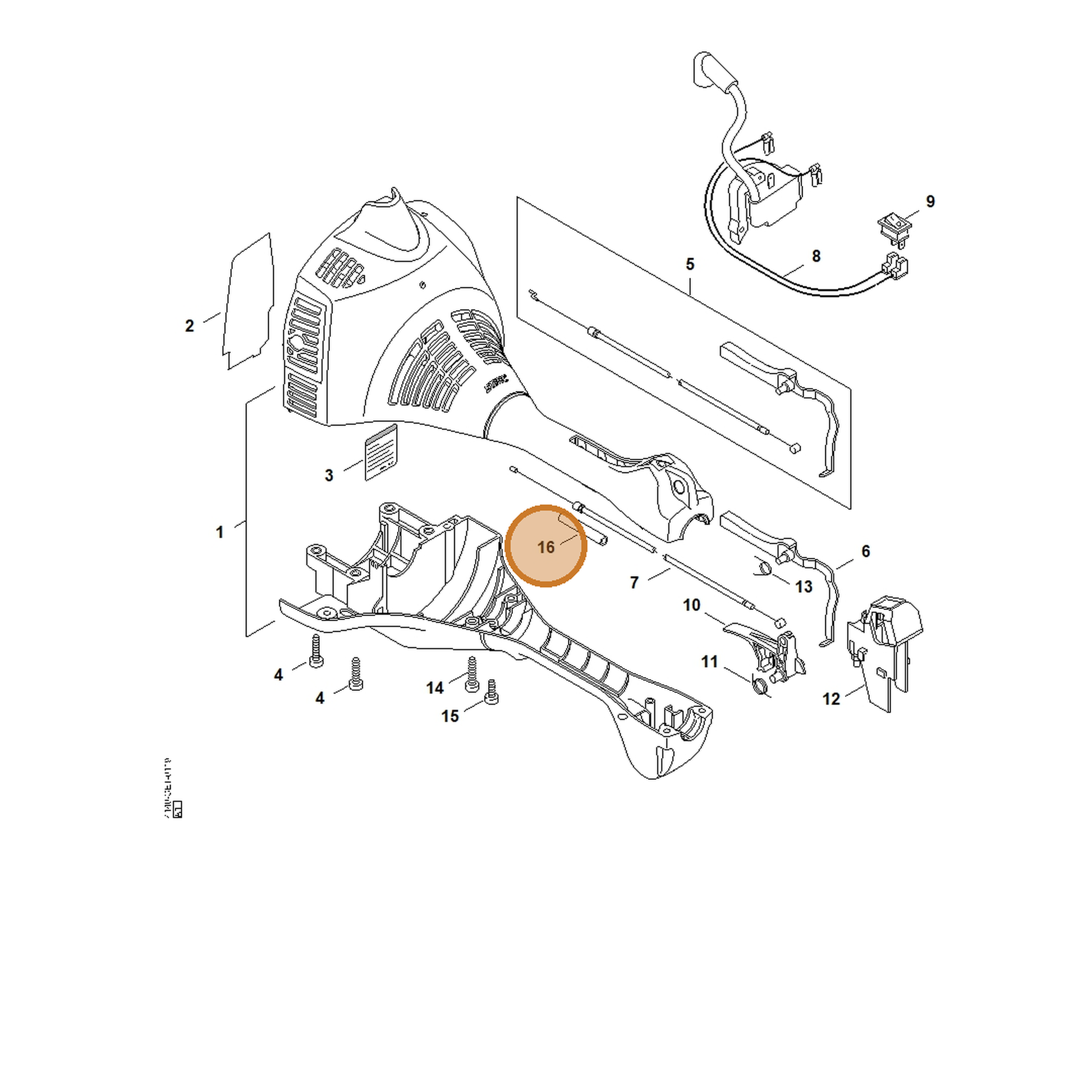 STIHL part 4140-182-3300 — IPL diagram snippet (6x zoom, amber highlight)
