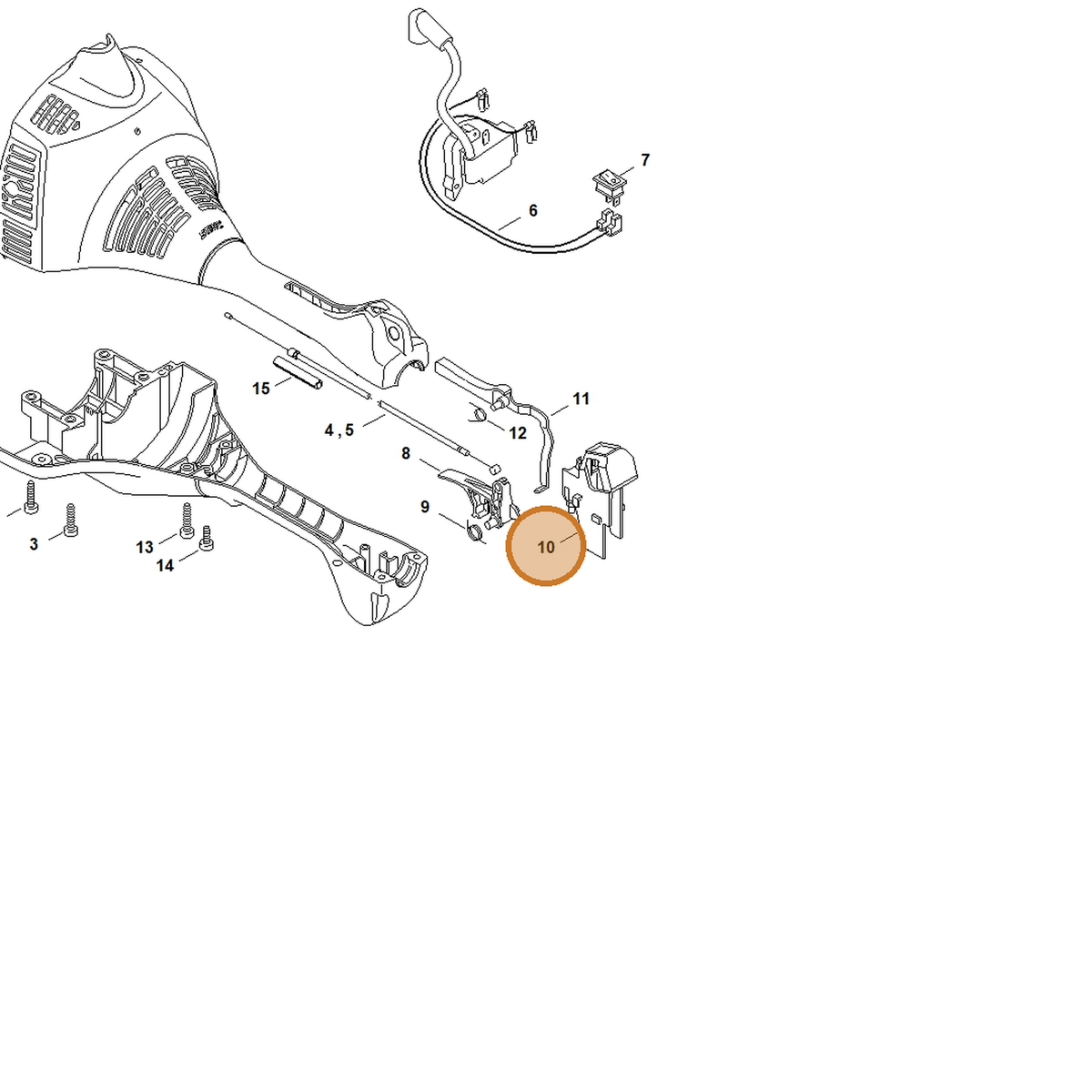 STIHL part 4140-182-4500 — IPL diagram snippet (6x zoom, amber highlight)