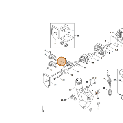 STIHL part 4140-182-7601 — IPL diagram snippet (6x zoom, amber highlight)