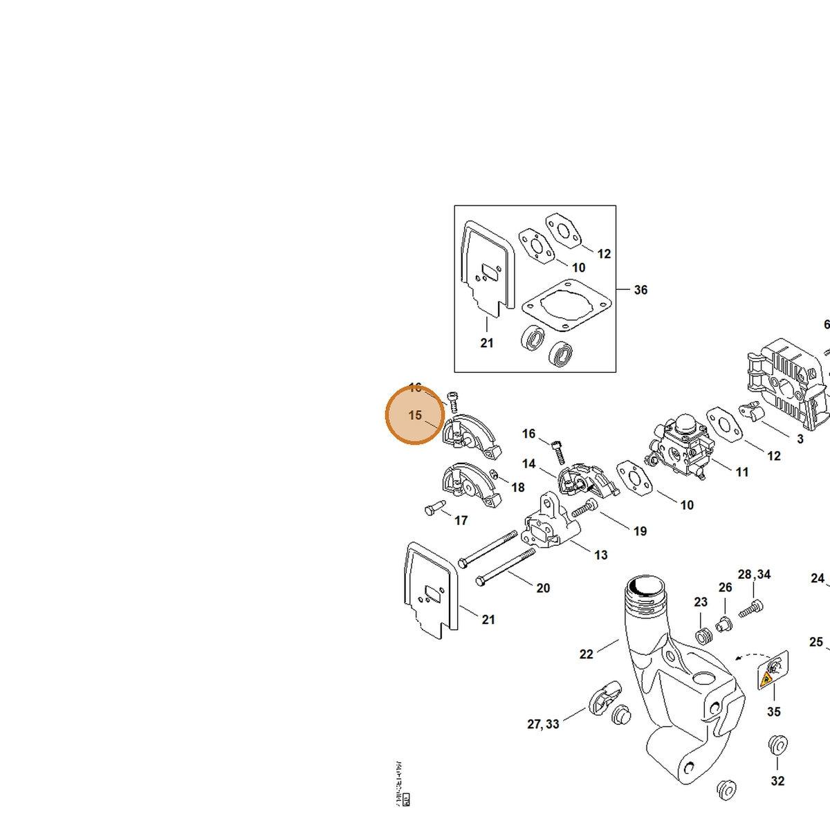 STIHL part 4140-182-7602 — IPL diagram snippet (6x zoom, amber highlight)