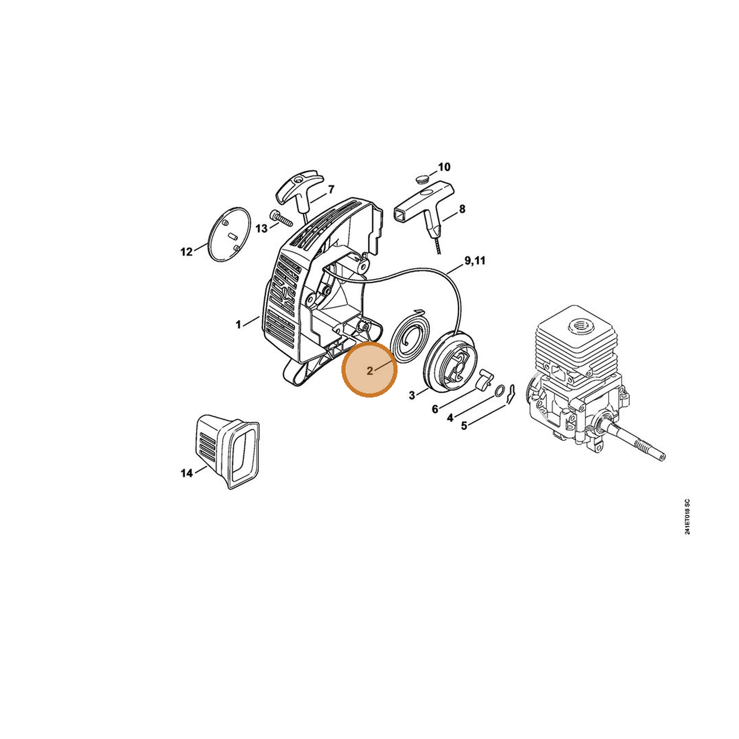 STIHL part 4140-190-0601 — IPL diagram snippet (6x zoom, amber highlight)