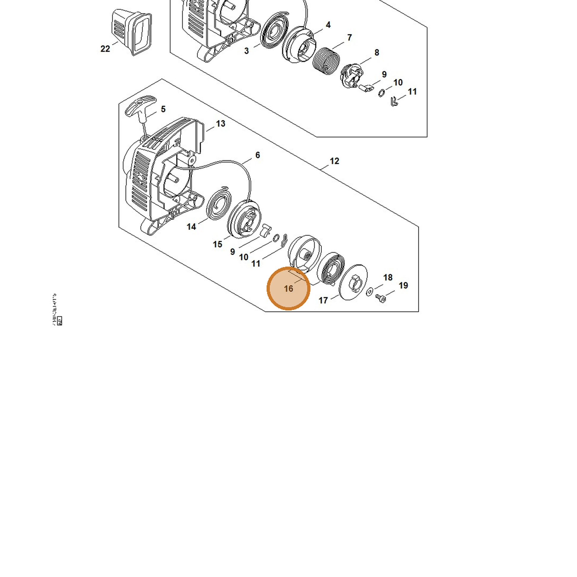 STIHL part 4140-190-0710 — IPL diagram snippet (6x zoom, amber highlight)