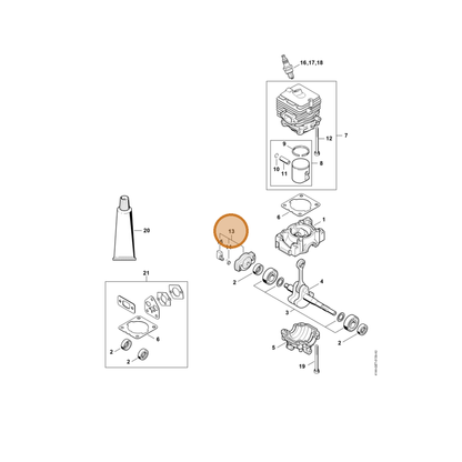 STIHL part 4140-190-2010 — IPL diagram snippet (6x zoom, amber highlight)
