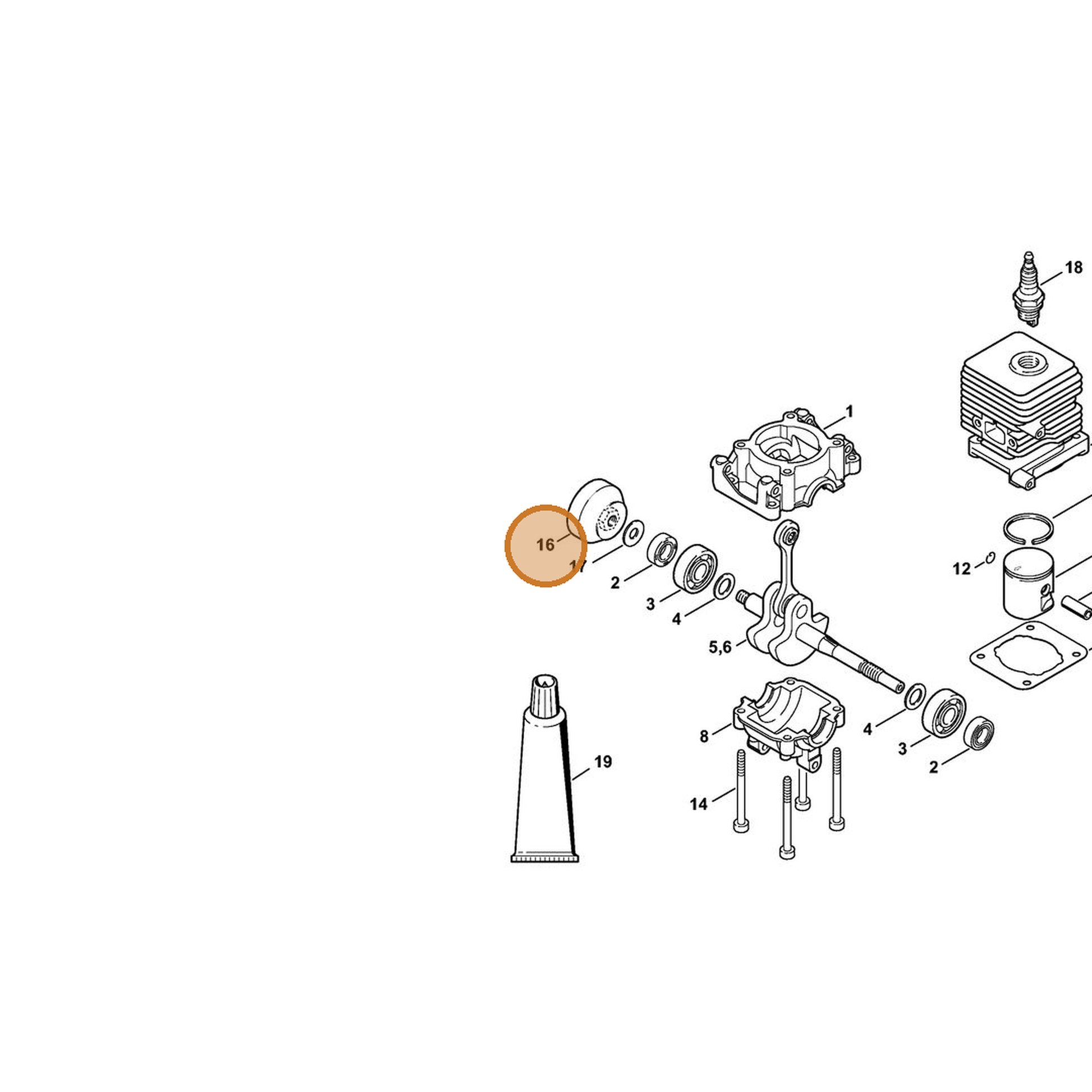 STIHL part 4140-195-0601 — IPL diagram snippet (6x zoom, amber highlight)