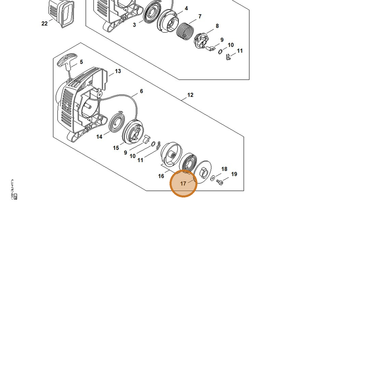 STIHL part 4140-195-2010 — IPL diagram snippet (6x zoom, amber highlight)