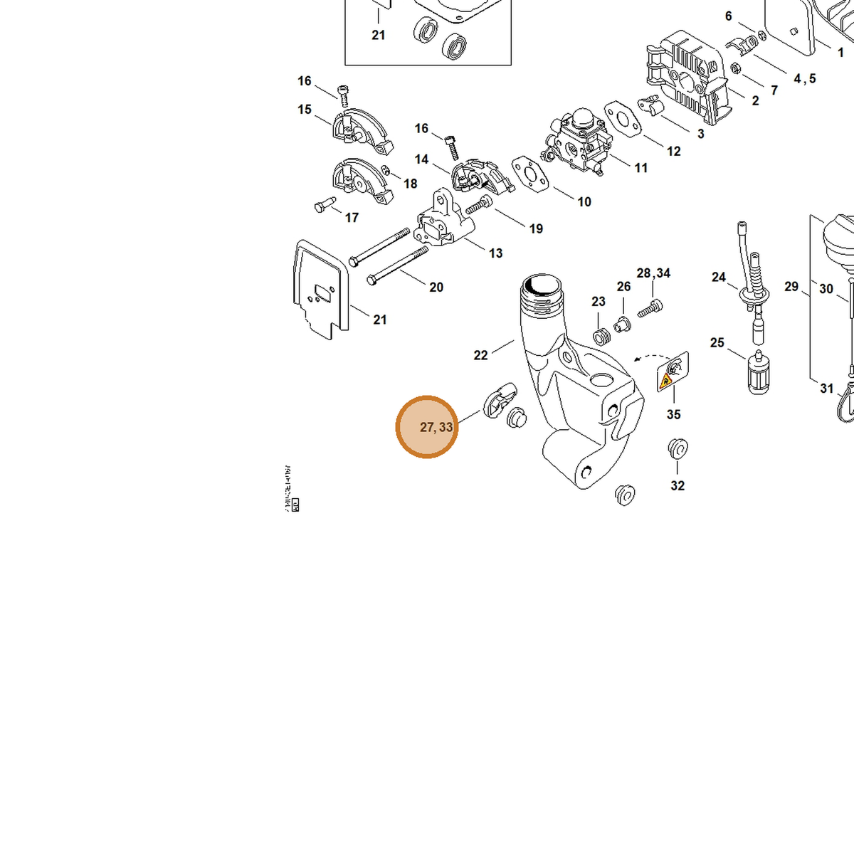 STIHL part 4140-353-2402 — IPL diagram snippet (6x zoom, amber highlight)