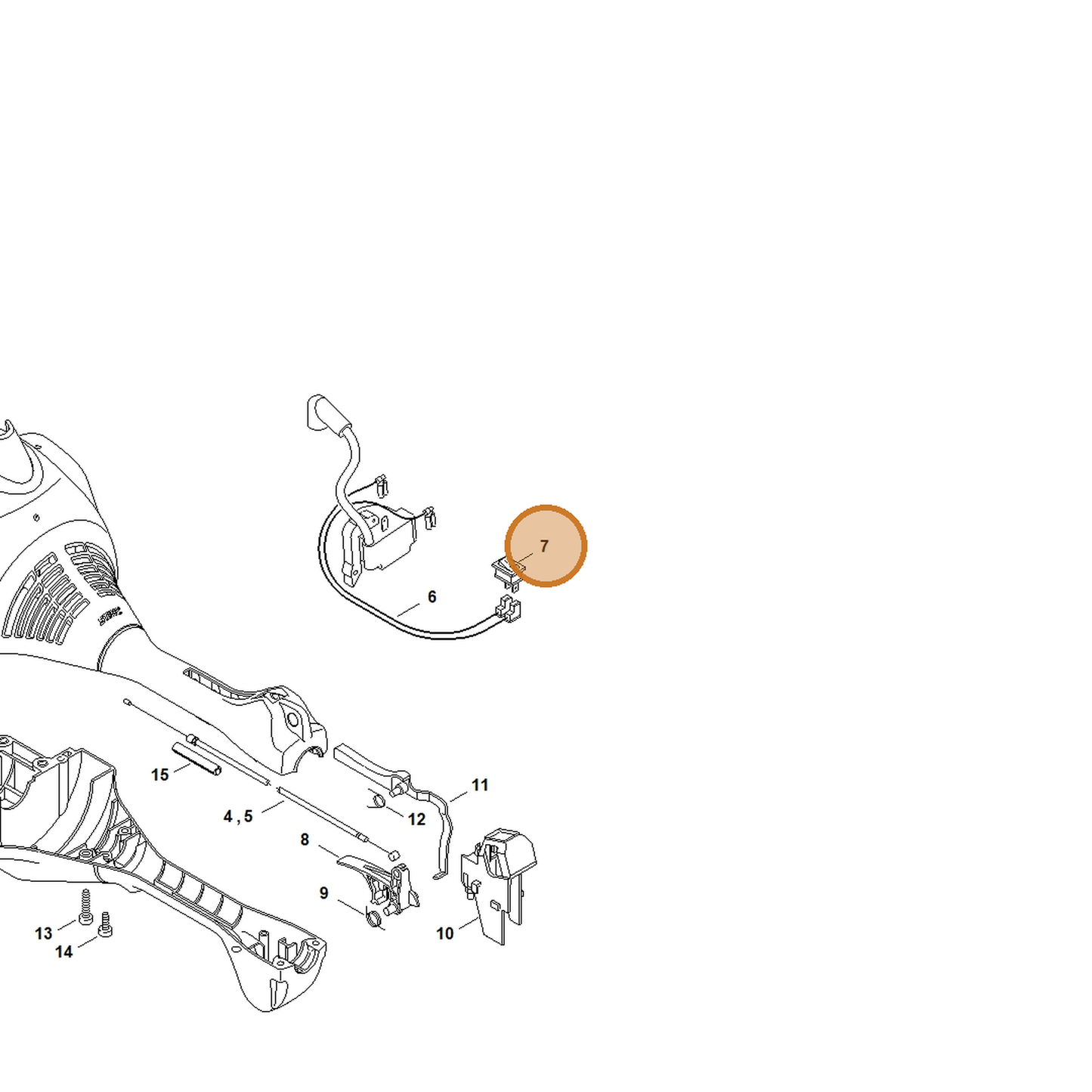STIHL part 4140-440-1900 — IPL diagram snippet (6x zoom, amber highlight)