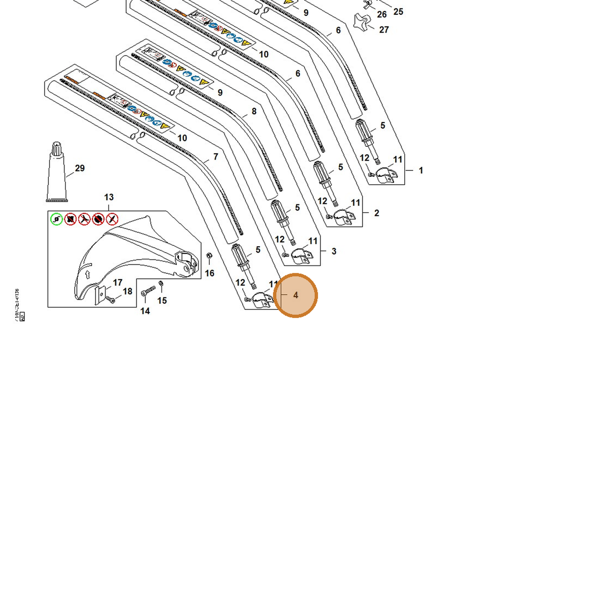 STIHL part 4140-710-1706 — IPL diagram snippet (6x zoom, amber highlight)