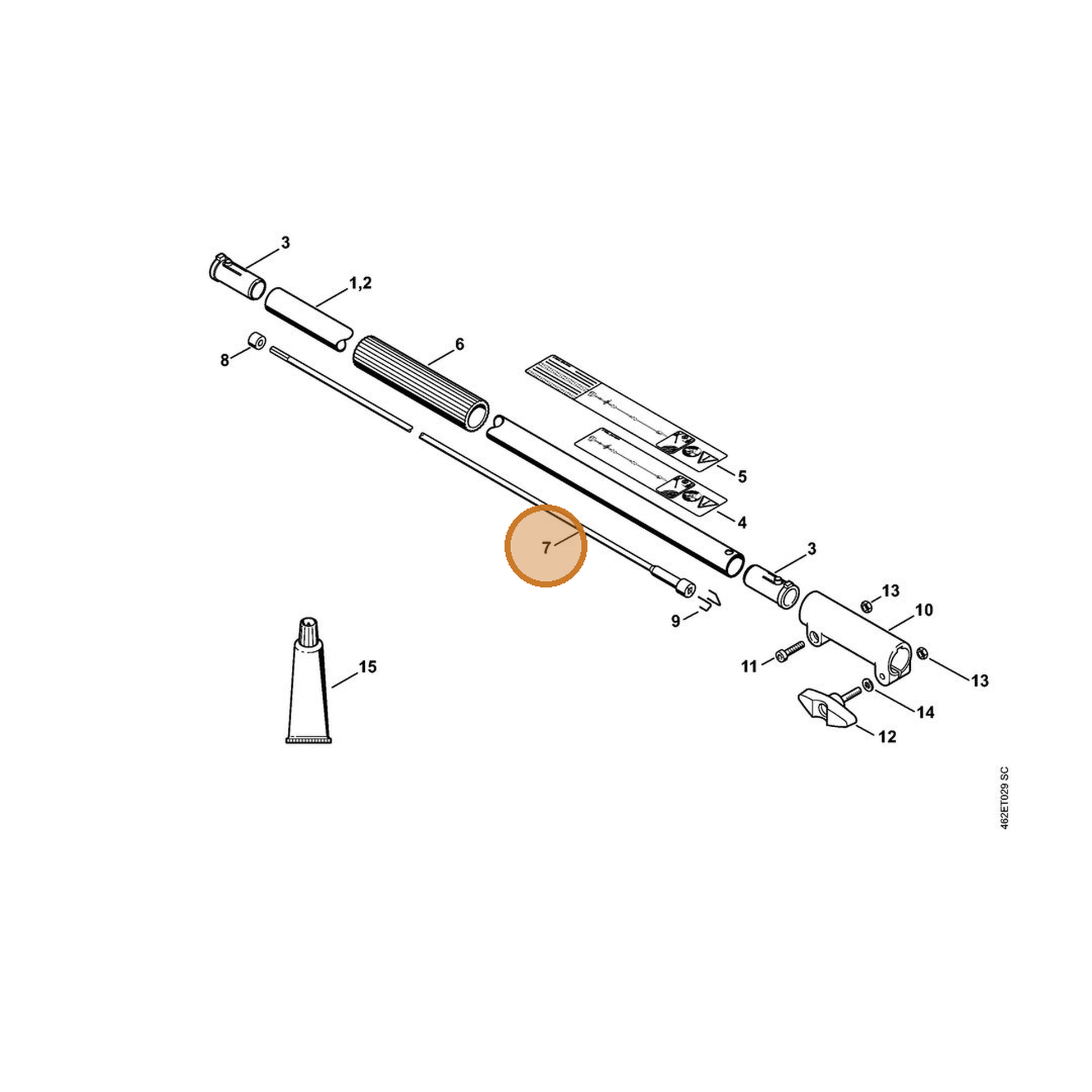 STIHL part 4140-710-3200 — IPL diagram snippet (6x zoom, amber highlight)
