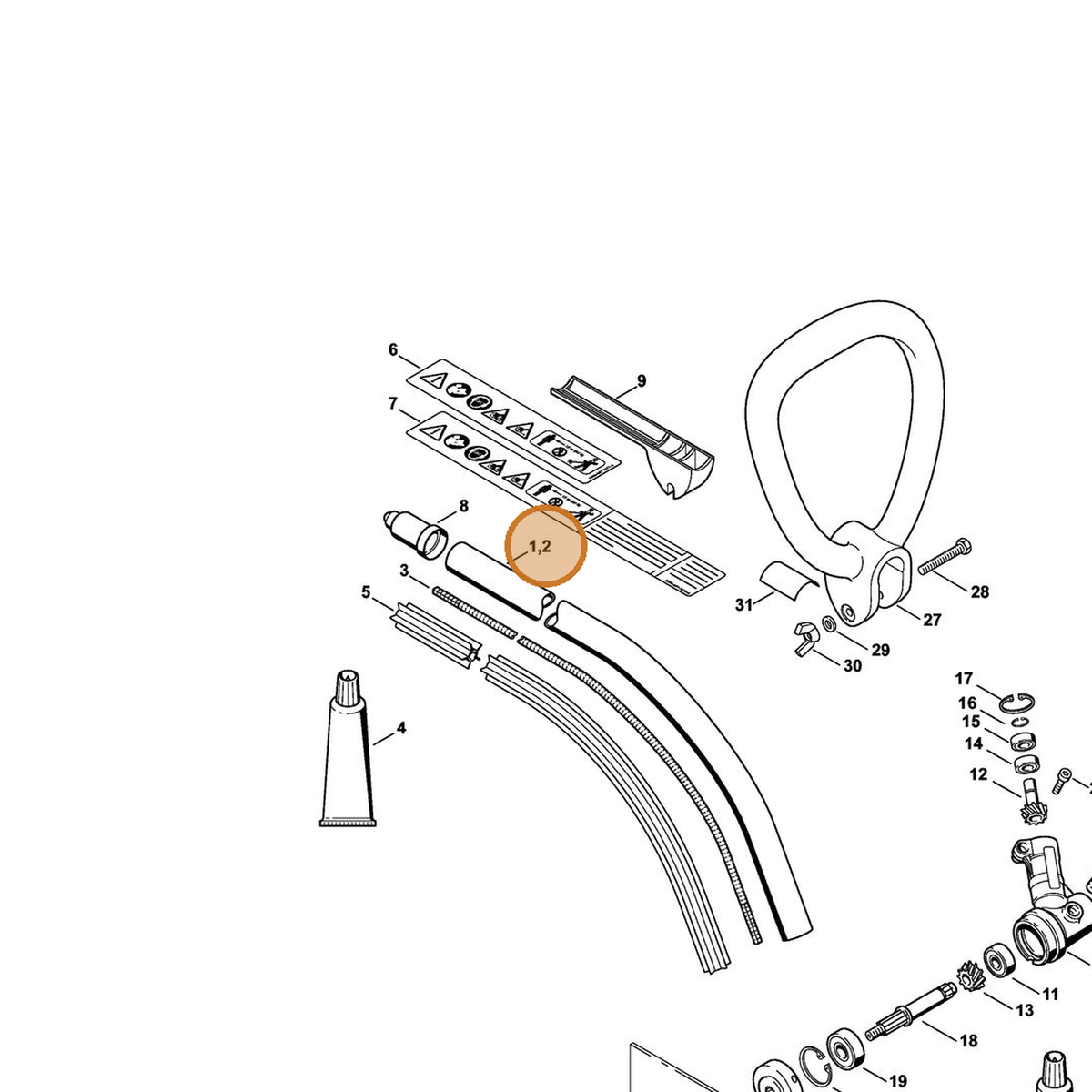 STIHL part 4140-710-7115 — IPL diagram snippet (6x zoom, amber highlight)