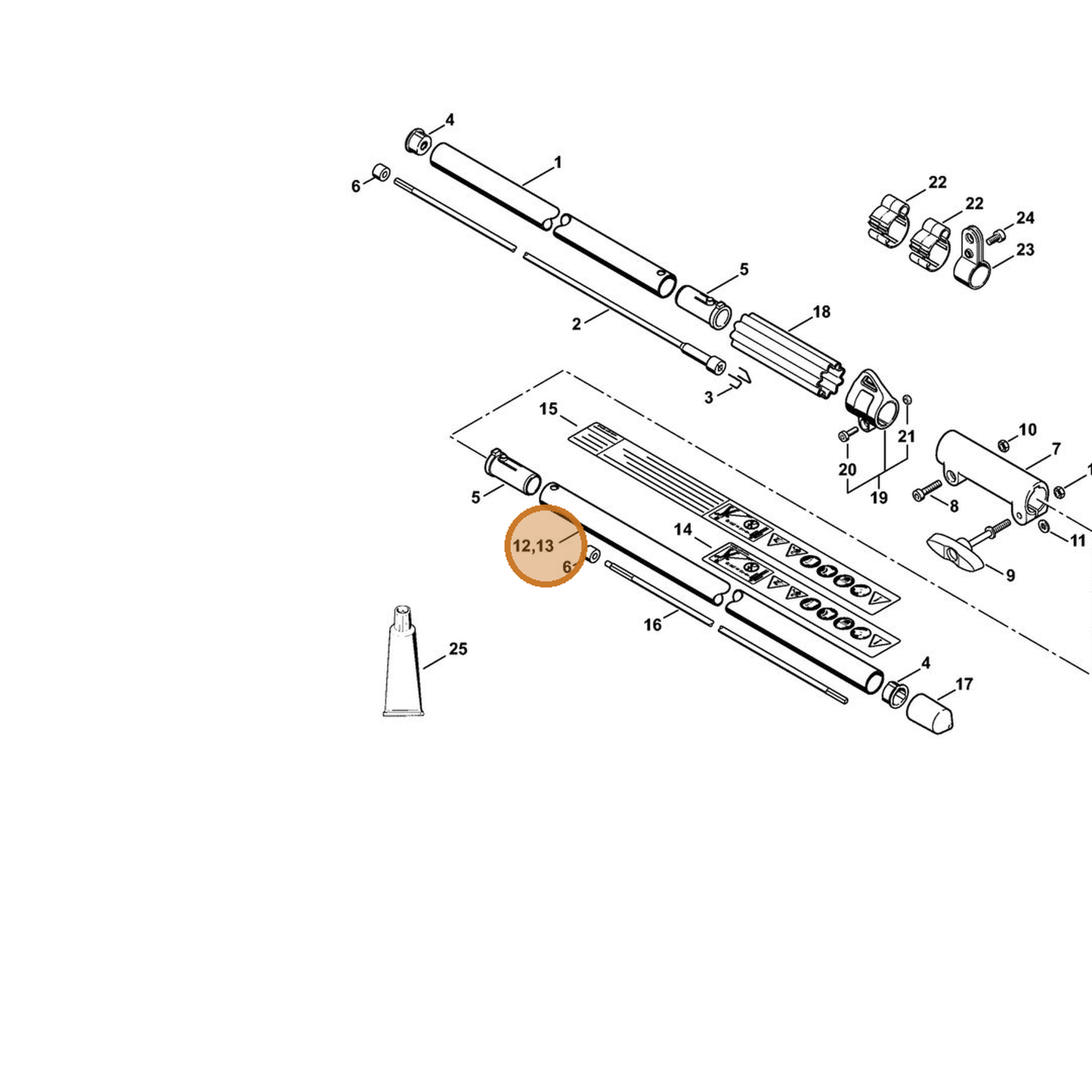 STIHL part 4140-710-7126 — IPL diagram snippet (6x zoom, amber highlight)
