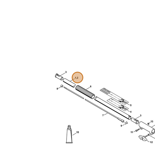 STIHL part 4140-710-7143 — IPL diagram snippet (6x zoom, amber highlight)