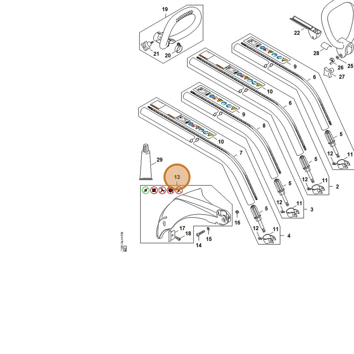 STIHL part 4140-710-8100 — IPL diagram snippet (6x zoom, amber highlight)