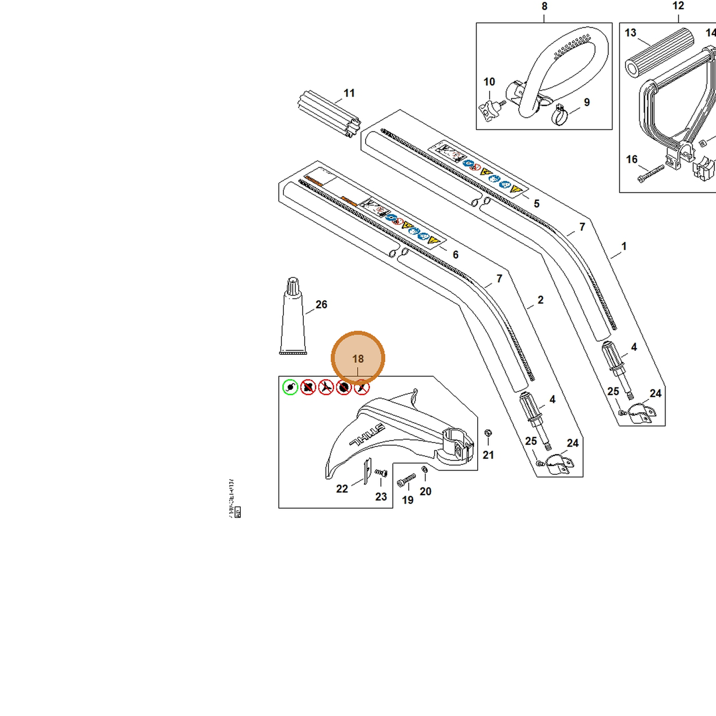 STIHL part 4140-710-8101 — IPL diagram snippet (6x zoom, amber highlight)