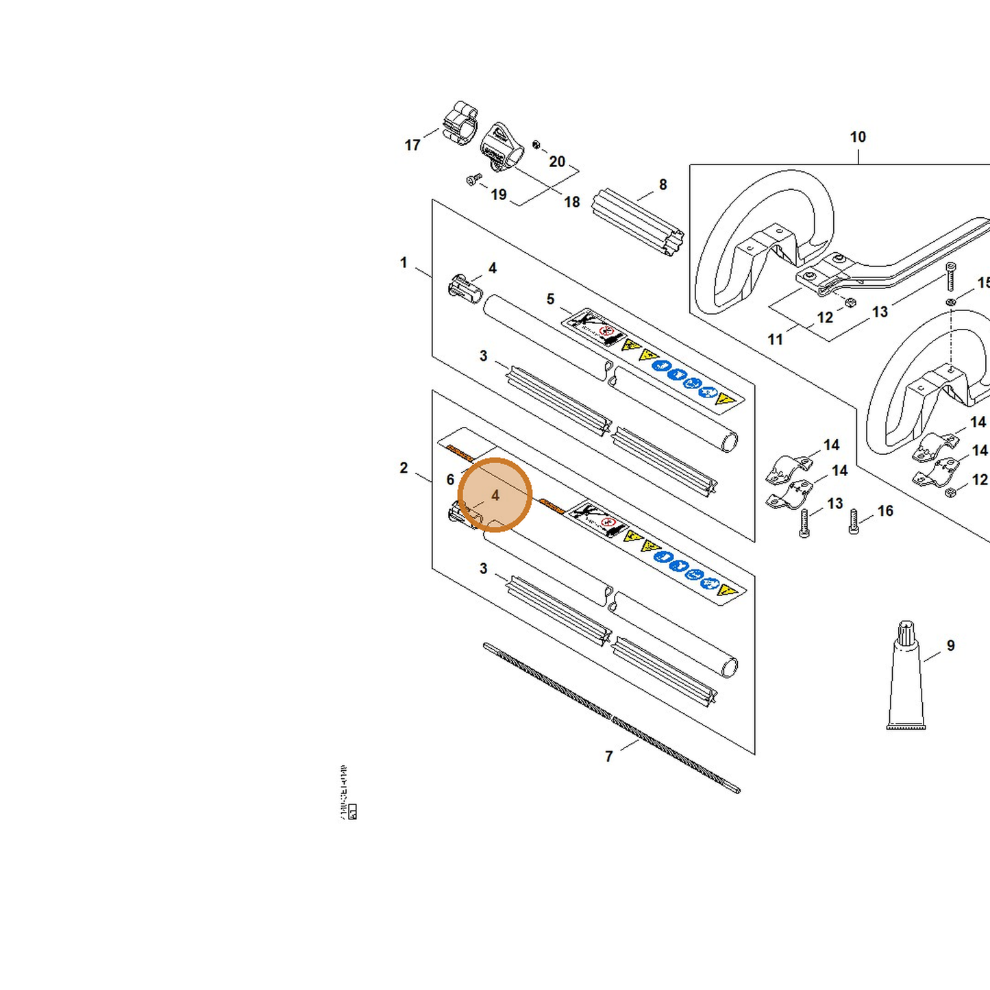 STIHL part 4140-711-2100 — IPL diagram snippet (6x zoom, amber highlight)
