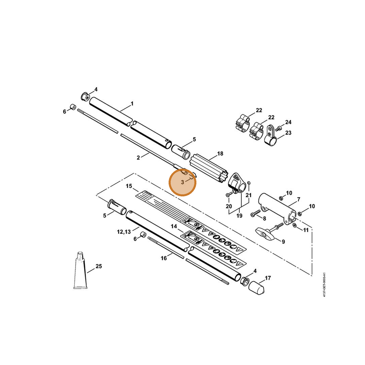STIHL part 4140-716-2200 — IPL diagram snippet (6x zoom, amber highlight)