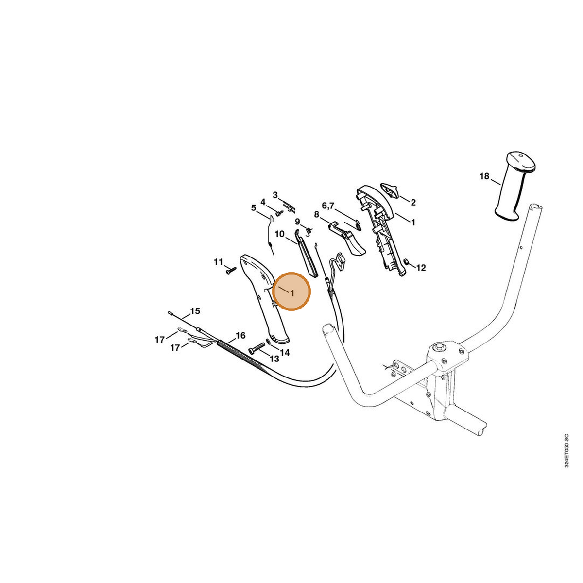 STIHL part 4140-790-0301 — IPL diagram snippet (6x zoom, amber highlight)