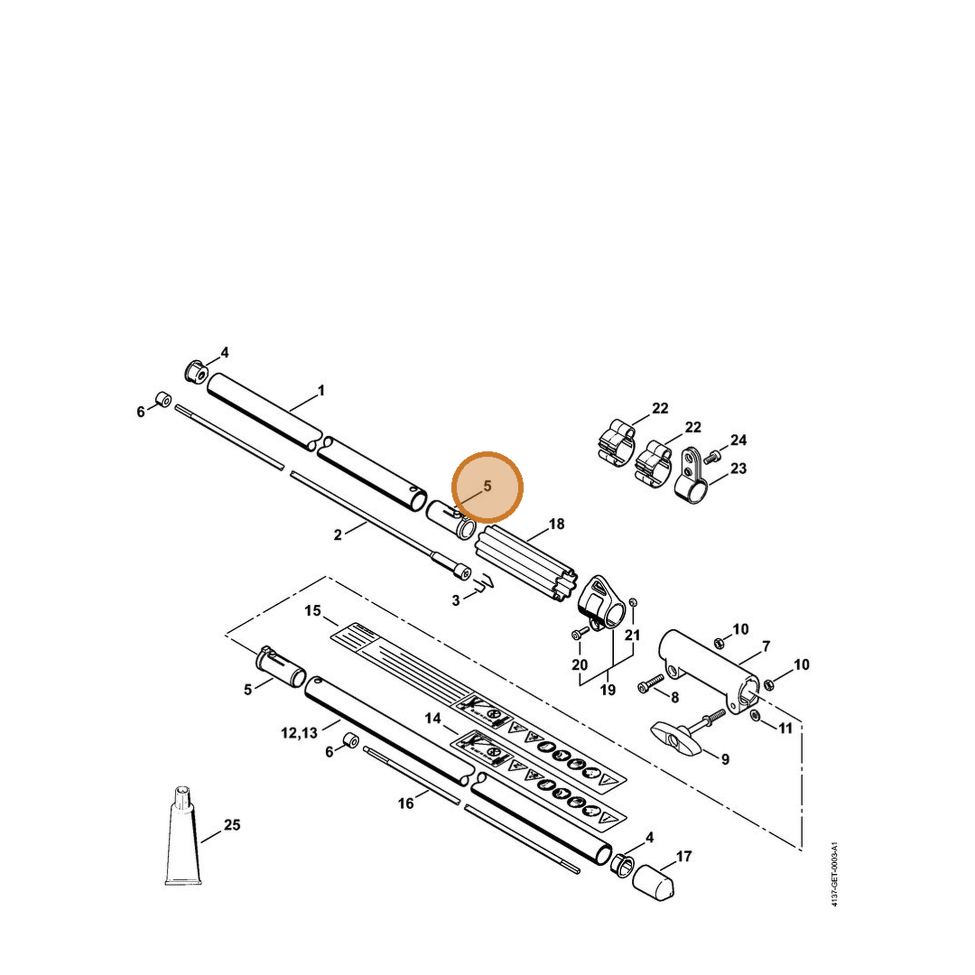 STIHL part 4140-791-7207 — IPL diagram snippet (6x zoom, amber highlight)