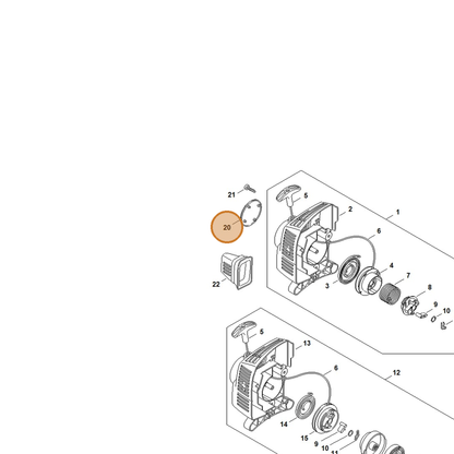STIHL part 4140-967-1518 — IPL diagram snippet (6x zoom, amber highlight)