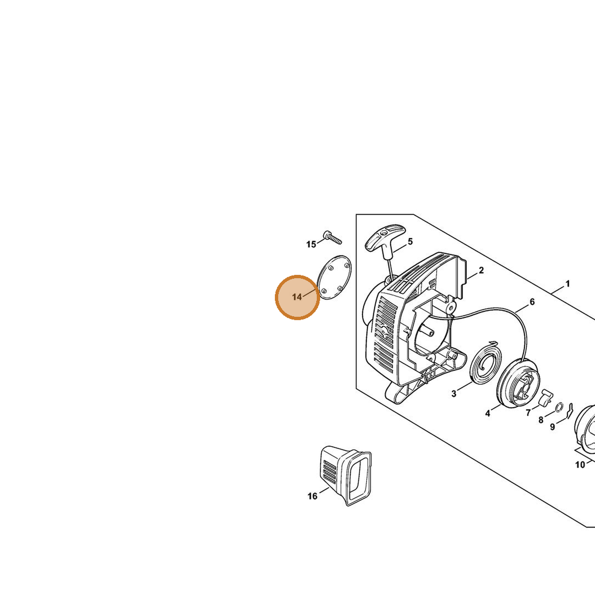STIHL part 4140-967-1519 — IPL diagram snippet (6x zoom, amber highlight)