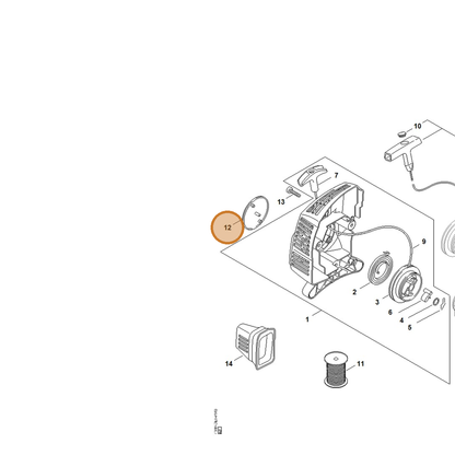 STIHL part 4140-967-1529 — IPL diagram snippet (6x zoom, amber highlight)