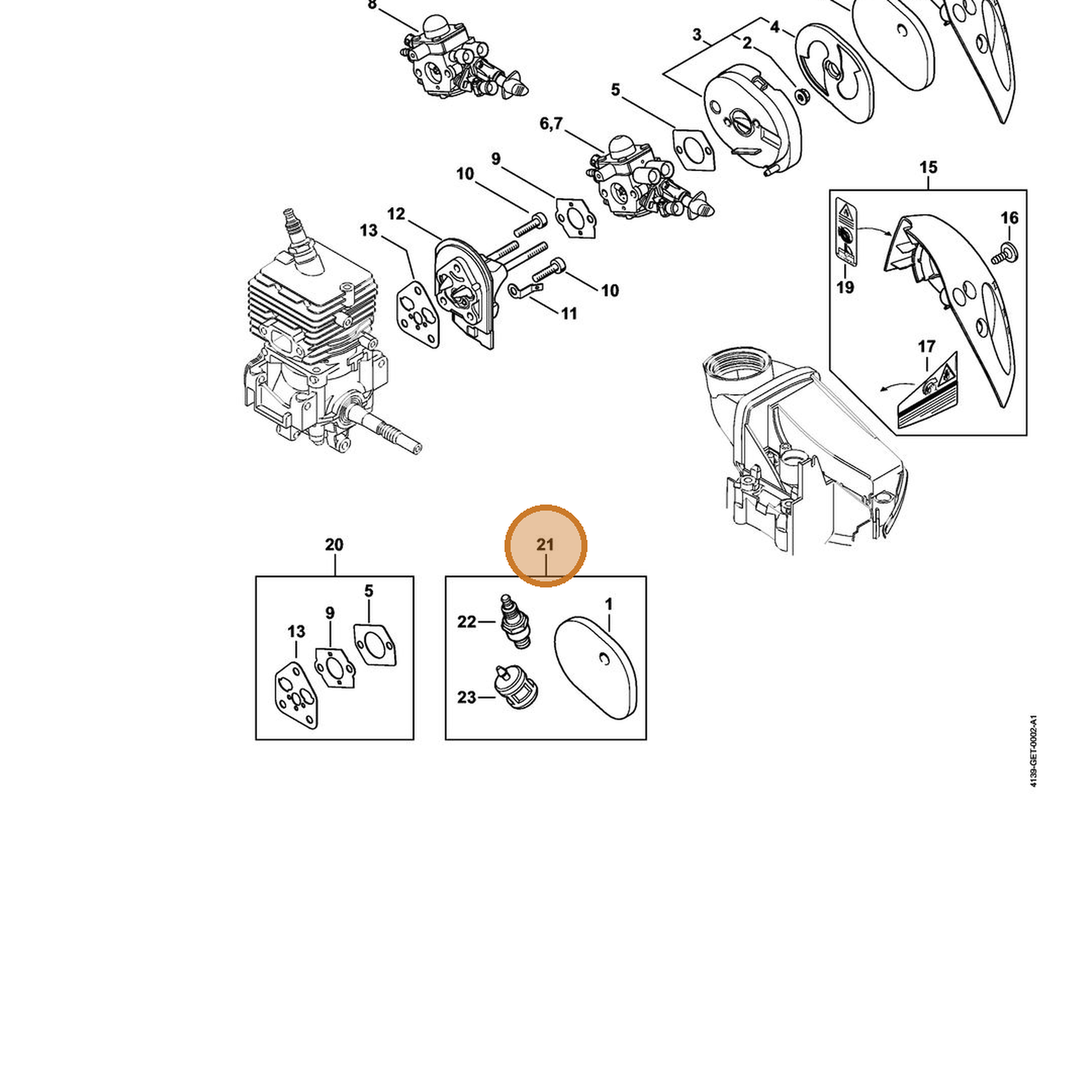 STIHL part 4144-007-1800 — IPL diagram snippet (6x zoom, amber highlight)