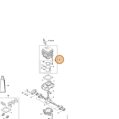 STIHL part 4144-020-1203 — IPL diagram snippet (6x zoom, amber highlight)