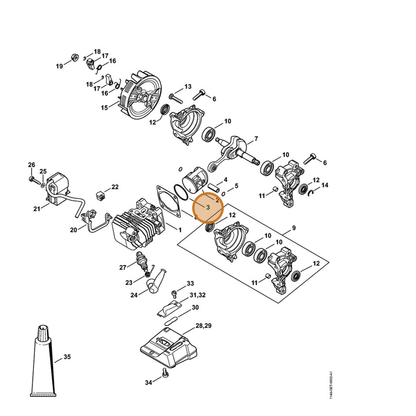 STIHL part 4144-034-3003 — IPL diagram snippet (6x zoom, amber highlight)