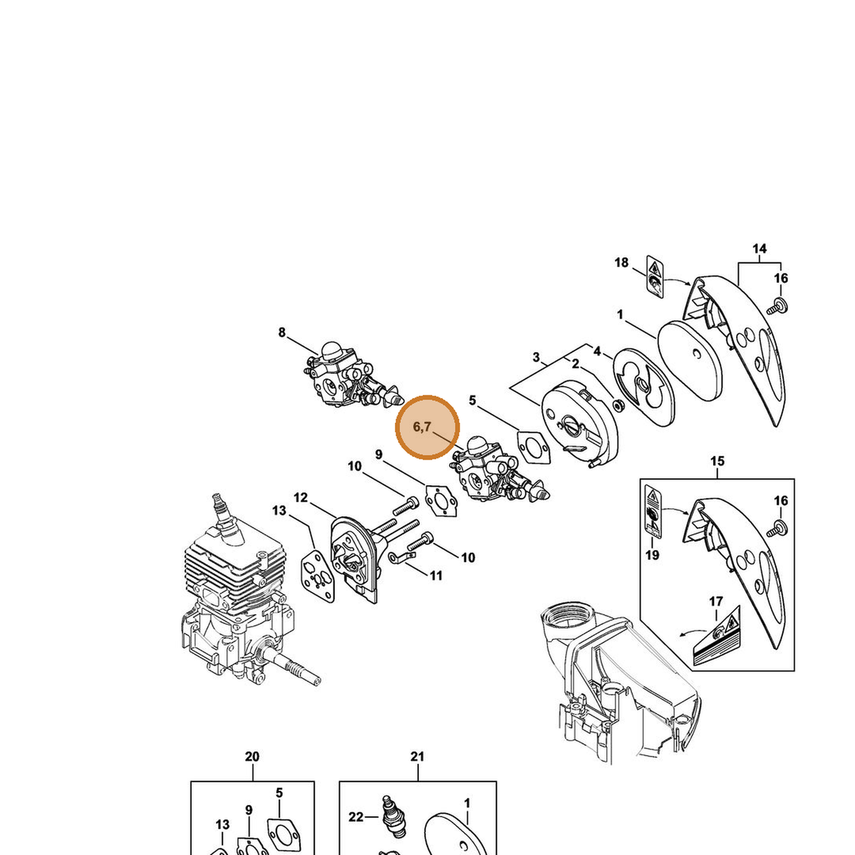 STIHL part 4144-120-0605 — IPL diagram snippet (6x zoom, amber highlight)