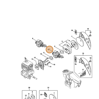 STIHL part 4144-120-0605 — IPL diagram snippet (6x zoom, amber highlight)
