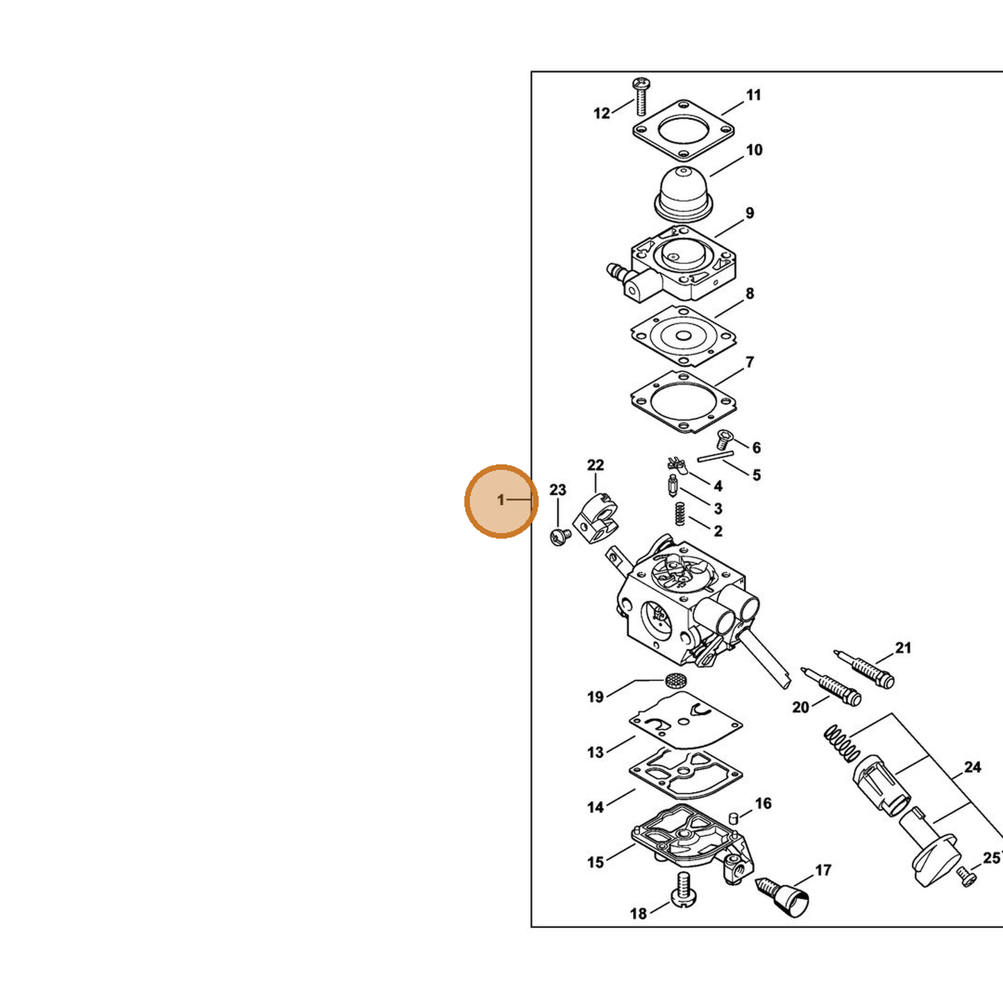 STIHL part 4144-120-0608 — IPL diagram snippet (6x zoom, amber highlight)