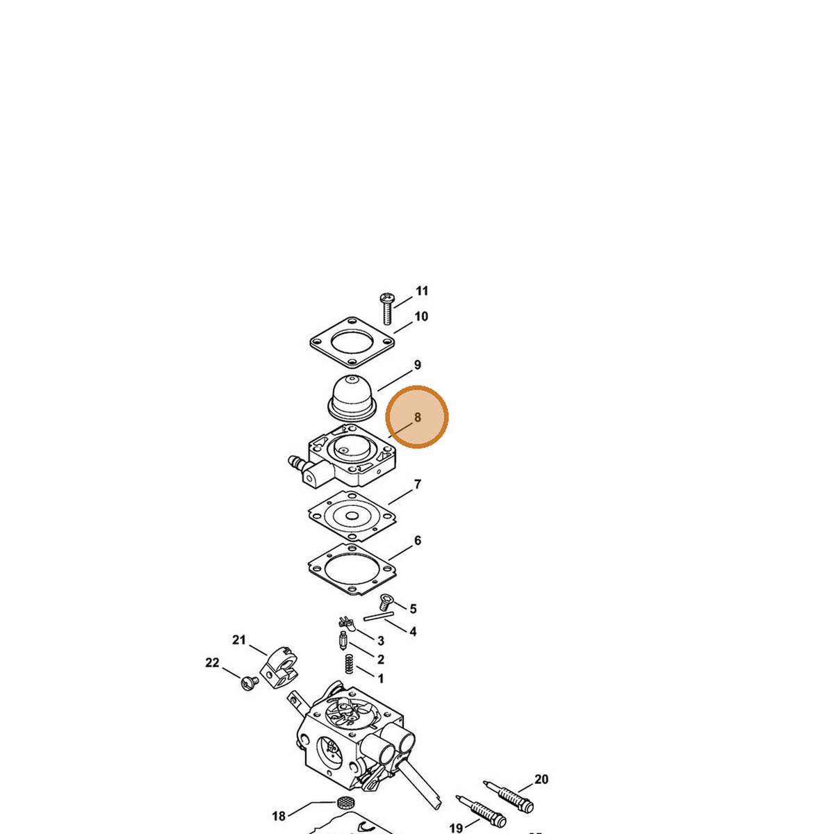 STIHL part 4144-120-2200 — IPL diagram snippet (6x zoom, amber highlight)