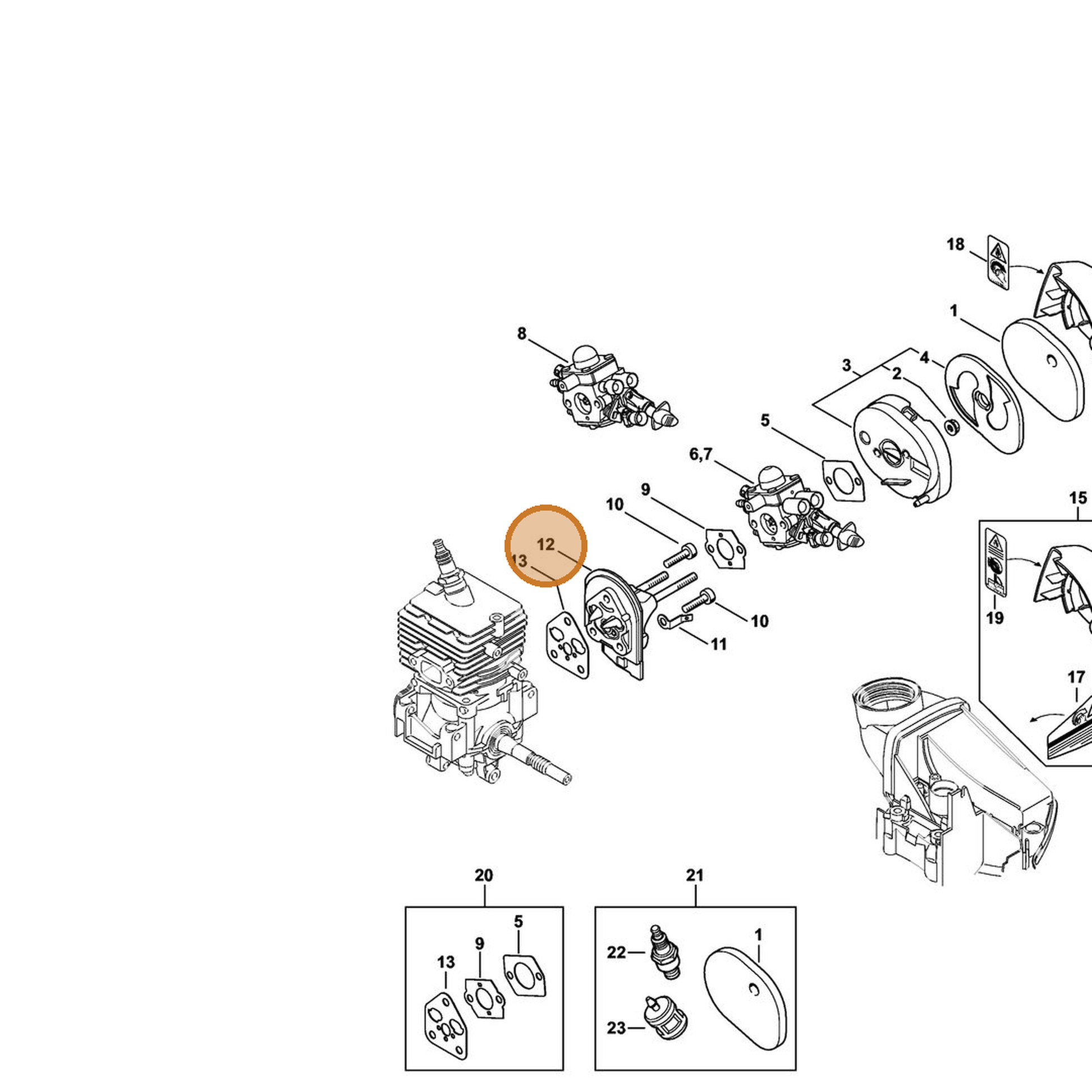 STIHL part 4144-120-2301 — IPL diagram snippet (6x zoom, amber highlight)