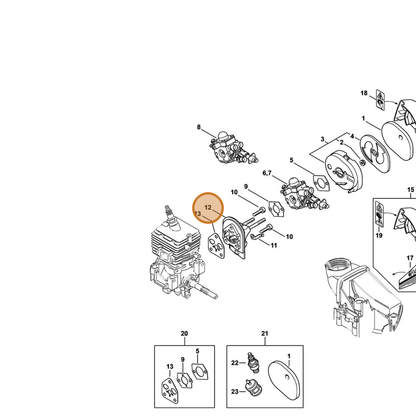 STIHL part 4144-120-2301 — IPL diagram snippet (6x zoom, amber highlight)