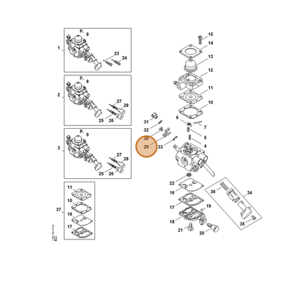 STIHL part 4144-121-3500 — IPL diagram snippet (6x zoom, amber highlight)