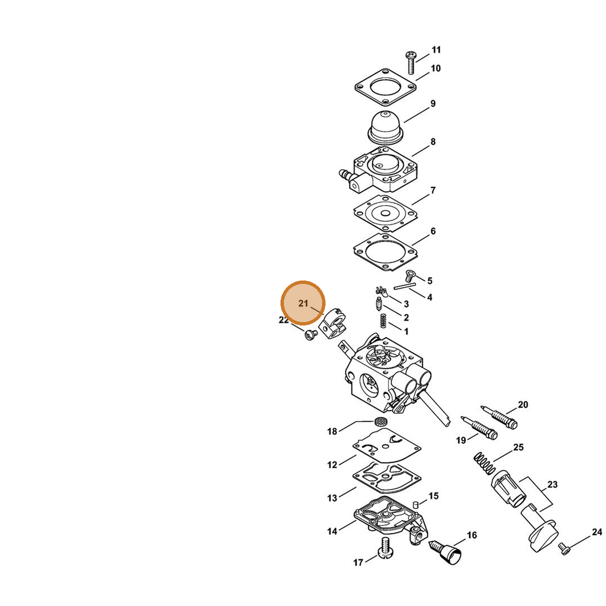 STIHL part 4144-121-3501 — IPL diagram snippet (6x zoom, amber highlight)