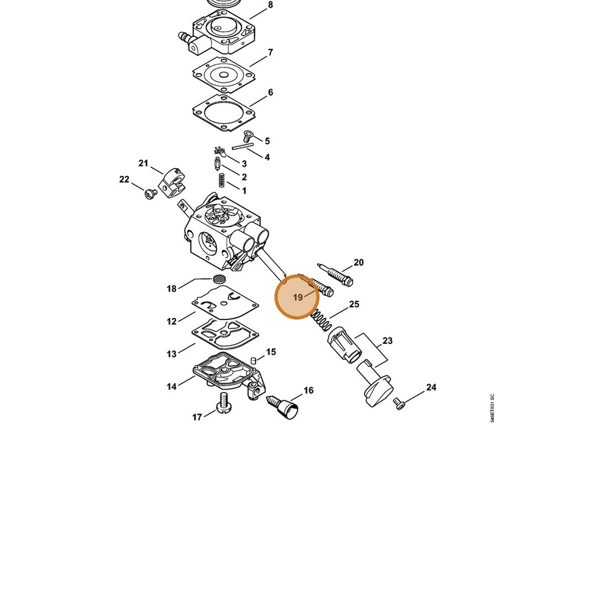STIHL part 4144-122-6802 — IPL diagram snippet (6x zoom, amber highlight)