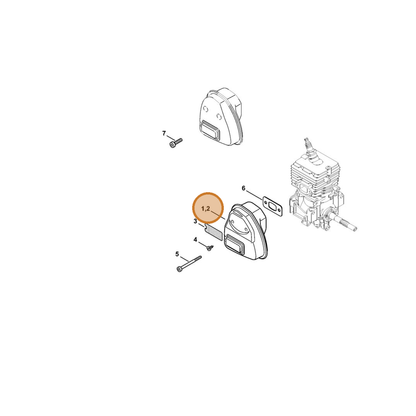 STIHL part 4144-140-0607 — IPL diagram snippet (6x zoom, amber highlight)
