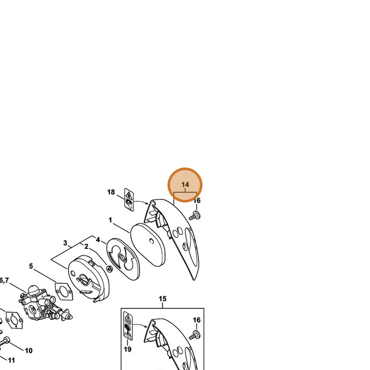 STIHL part 4144-140-1000 — IPL diagram snippet (6x zoom, amber highlight)