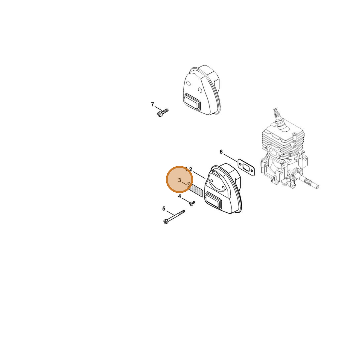 STIHL part 4144-141-9000 — IPL diagram snippet (6x zoom, amber highlight)