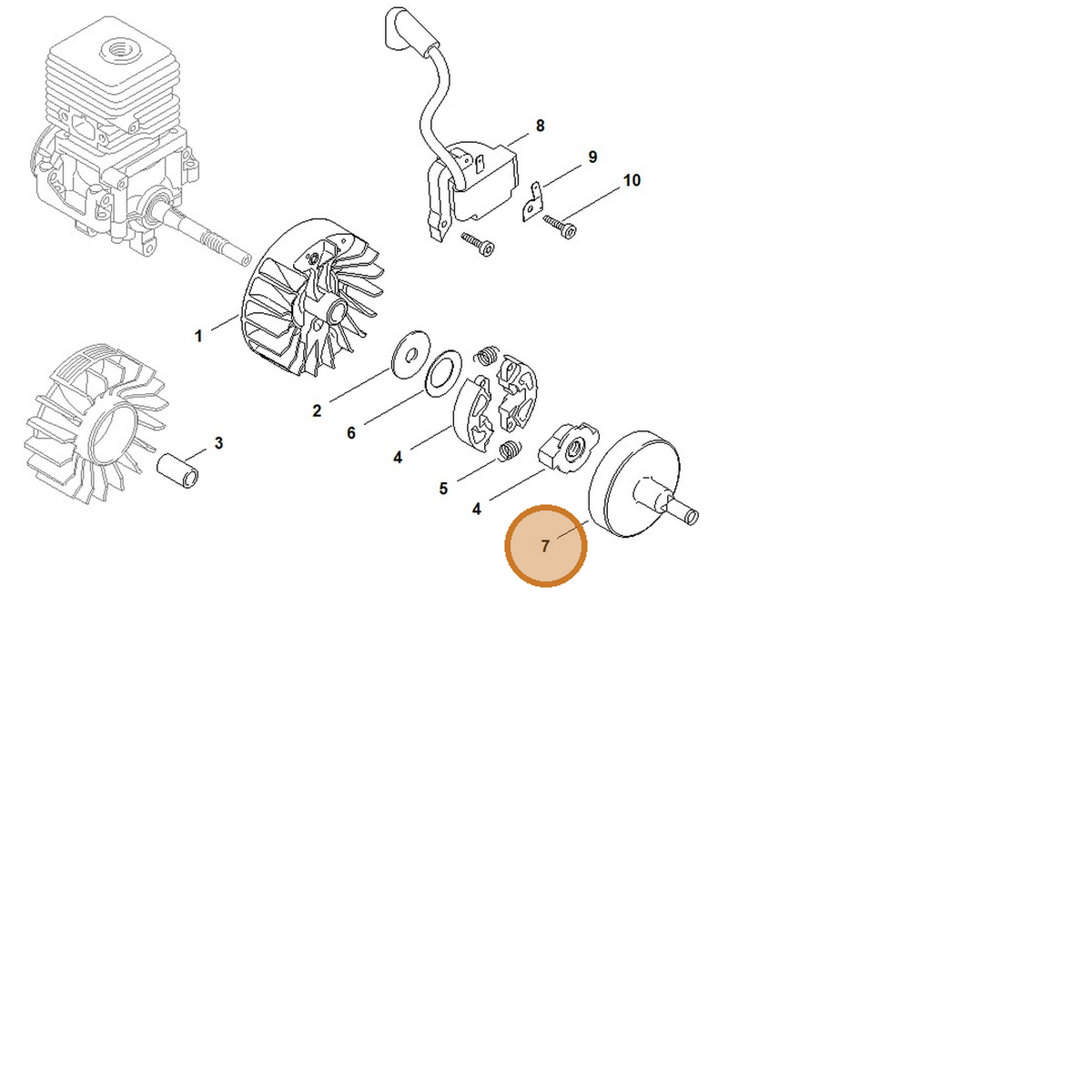 STIHL part 4144-160-2904 — IPL diagram snippet (6x zoom, amber highlight)