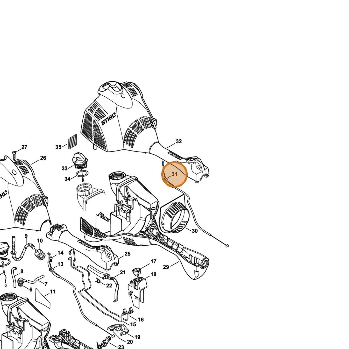 STIHL part 4144-180-1100 — IPL diagram snippet (6x zoom, amber highlight)
